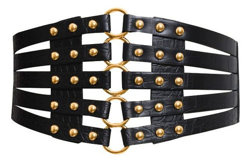 Cinturones Anchos De Cuero Elásticos Con Remaches De Lujo