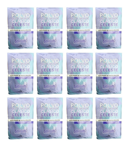 12 Sobres Polvo Decolorante Clasico Celeste Bellissima X50gr