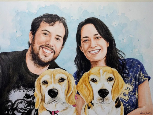 Regalo Día De Enamorados San Valentín Dibujo Pintura Retrato