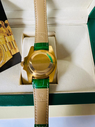Reloj Rolex Verde + Full Set Adiamantado Men Verde Dorado Verde (Usado)