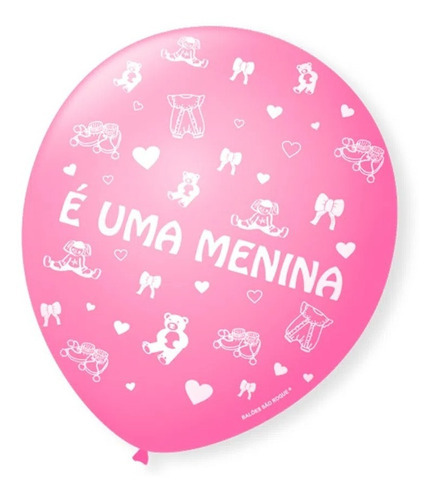 Balão Bexiga É Uma Menina - Rosa Tt Frutti/branco 