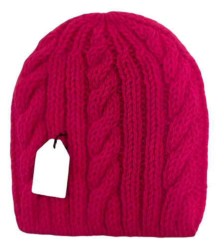Gorro De Lana Tejido A Mano Artesanal Gf01 Único Adulto Fucsia