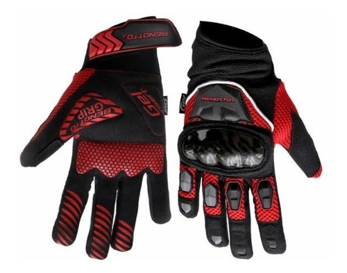 Guantes Ciclista Benotto Gel Con Protector Rojo/negro