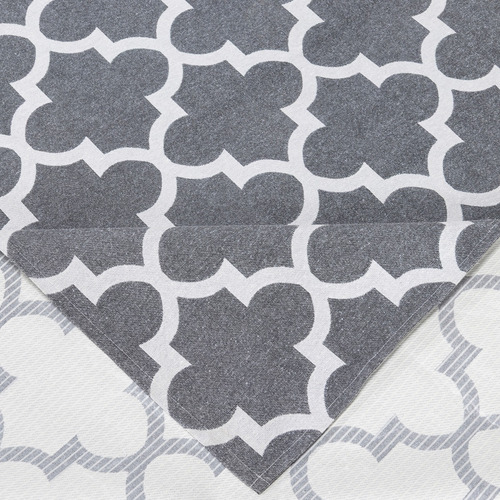Tapete Antiderrapante Emborrachado 3,00x1,45 Metros Jacquard Comprimento 3 M Desenho Do Tecido Medalhão Cinza Largura 1.45 M