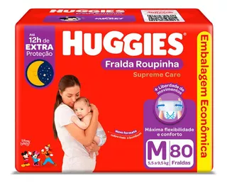 Fraldas Huggies Roupinha Supreme Care M 80 Unidades