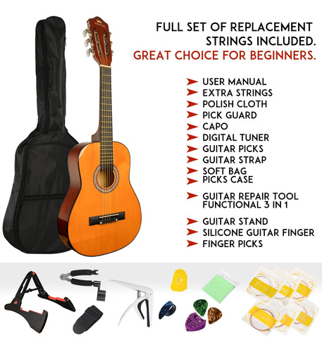 Besyou Guitarra Acústica Guitarra Para Niños Incluye Soporte