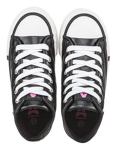 Imagen 6 de 10 de Zapatilla Addnice Vulcan Metallic 2 Negro Con Bolso 2325