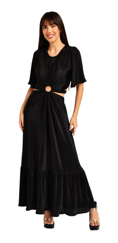 Vestido Plisado Roman Fashion /juvenil, 738 (negro)