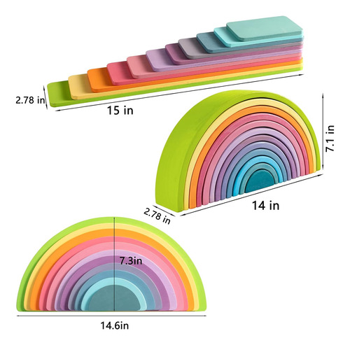 Juego De Apilador De Arco Iris De Madera Juego De Juguetes