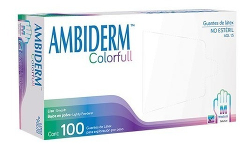 Guante De Látex Ambiderm Colorfull Color Surtido Con polvo Sí Talla M Unidades por envase 100