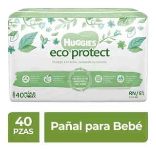 Pañales Huggies Eco Protect Etapa 1 Unisex 40 Pañales