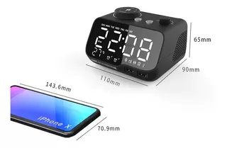 Reloj Despertador Usb Alarma Radio Altavoz Bluetooth Tempera