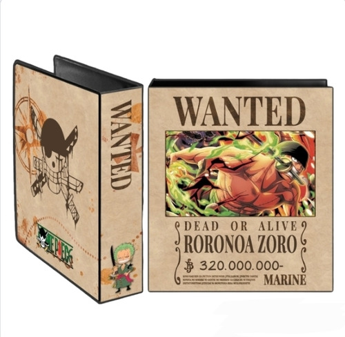 Carpeta Escolar N3 Plastificada One Piece Wanted Zoro