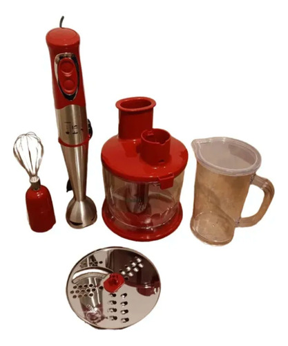 Mini Pimer Industrial Ultra Potente 1100w 6 En 1 Procesador Rojo