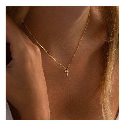 Collar De Palmera Vriua Para Mujeres De Coco De Oro Plateado