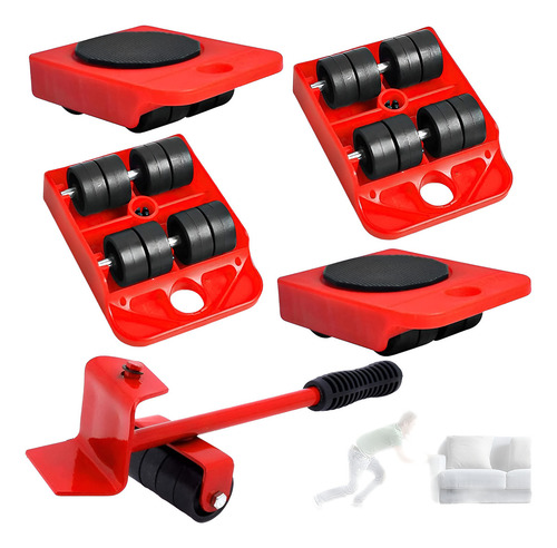 4 Bases Con Llantas Y Mini Gato Para Mover Cosas Pesadas 4 Ruedas para Mover Muebles Pesazdos, Base para Mover Muebles Pesados, Adecuado para Sofás y Refrigeradores, hasta 150 kg