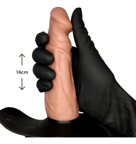 Cinta Peniana Média 16cm X 3,4cm Com Pênis E Vibro Bege