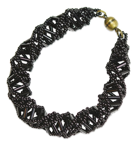 Pulsera Con Cuentas Negras De Adn Evolvefish - [9 De Largo]