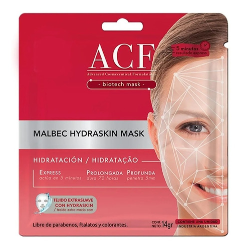 Imagen 1 de 1 de Mascara Facial Malbec Hidratación Hydraskin Mask Acf M21065 Tipo De Piel Normal