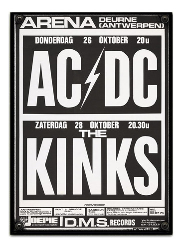 #712 - Cuadro Decorativo Vintage - The Kinks Ac/dc Poster