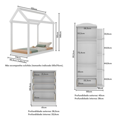 Quarto Infantil Completo João E Maria Multimóveis Mx4265 Cor Branco
