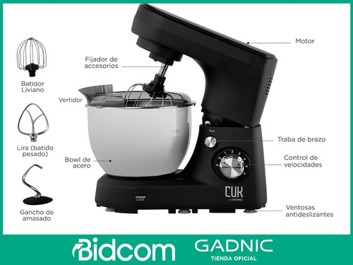 Batidora Planetaria Gadnic 1200w Cocina Panes 5 L Inoxidable
