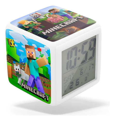 Reloj Despertador Multiluces - Minecraft 
