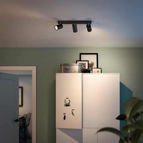 Imagen 4 de 6 de Lampara Leticia Triple Adosar Orientable Negra/blanca-unilux