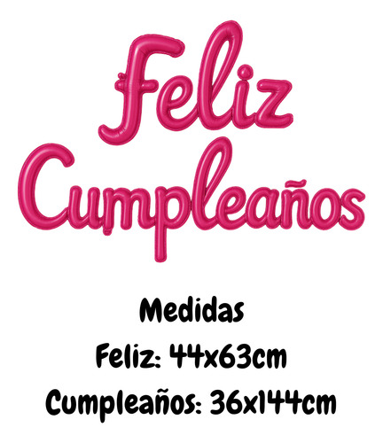 Globos Cursiva Feriz Cumpleaños Frase Sku790 Fucsia