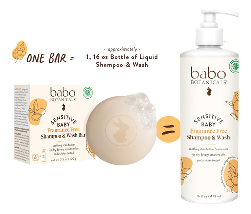 Shampoo Y Barra De Lavado 2 En 1 Sin Fragancia Para Bebés Se