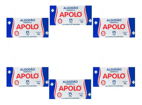 Kit 6 Algodão Hidrófilo Apolo Multiuso 100g