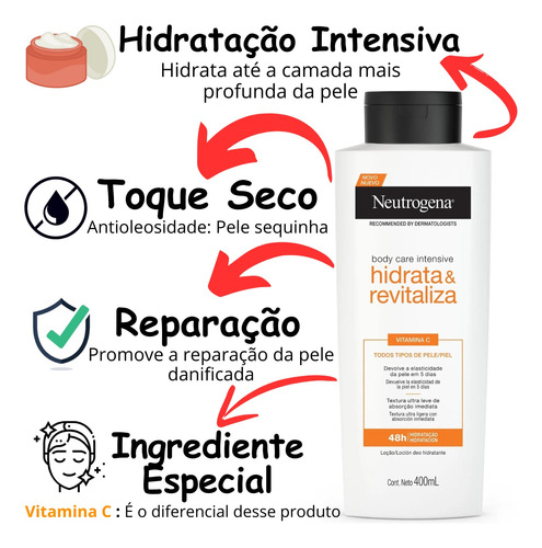 Hidratante Corporal Neutrogena 400ml Hidrata E Revitaliza