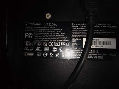 Monitor Para Computadora Marca Viewsonic (Usado)