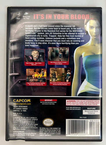 Resident Evil 3 Nemesis Game Cube Envió Rápido Gratis. (Usado)