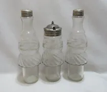 Comprar Antiguo Set 3 Especieros De Vidrio Prensado (5775)