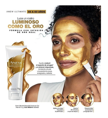 Mascarilla Facial Peel-off Oro Antiedad Anew Ultimate Avon