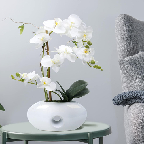 Orquídea Sintética, Flores Artificiales De Color Blanco, Orq