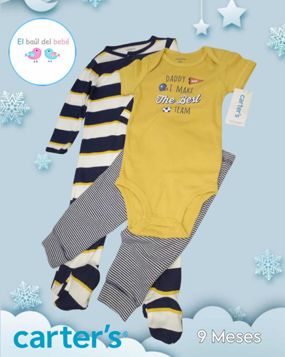 Set De 3 Piezas Carters Para Bebé Body Y Enterizo