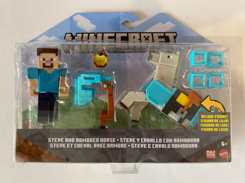 Steve Y Caballo Con Armadura Figura Deluxe 8.5cms Minecraft (Usado)