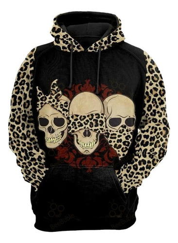 Sudadera Calavera T406 Calavera Con Bandana Piel De Jaguar