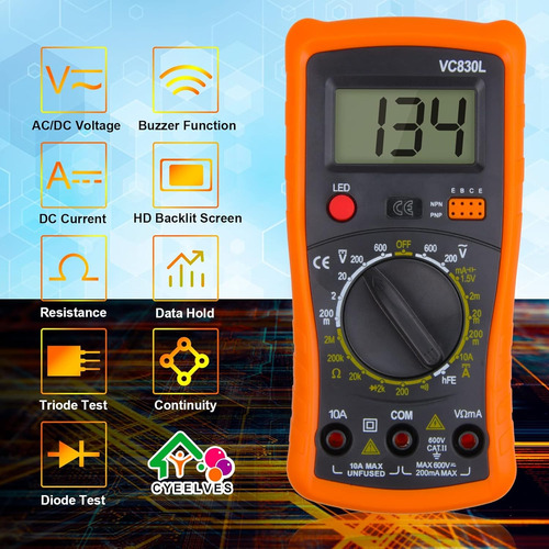 Multimetro Digital Cyeelves, Con Voltimetro Ac Dc Y Ohmios