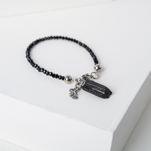 Pulsera Turmalina Negra Proteccion Mujer Color Negro Largo 20