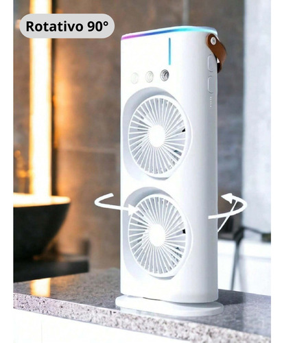 2 Pack Ventilador Doble De Escritorio Humificador Giratorio 14.7 Cm 50hz/60hz Blanco Blanco Plástico 6