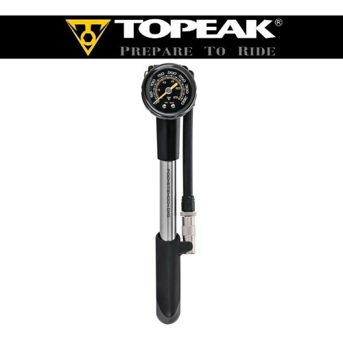 Bomba de aire Topeak Pocket Shock Dxg 360 psi con suspensión y Shox Short, color plateado