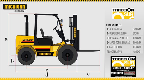 Autoelevador Michigan 2545tt 2.5tn 4.5mts Diesel Nuevo Usd
