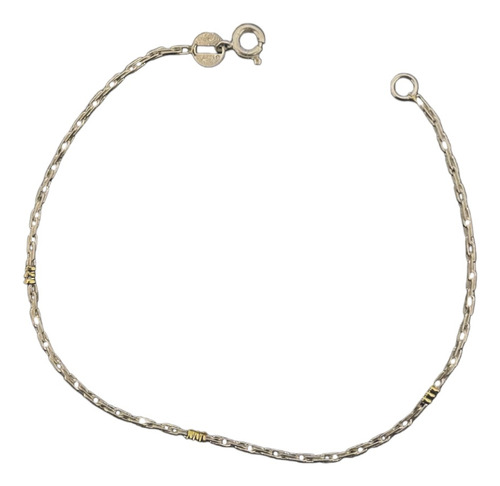 Pulsera Soga Redonda Fina N°0 Plata 925 Y Oro 18cm 