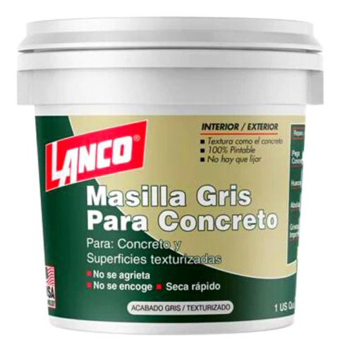 Masilla Para Concreto 1 Kg ( 946m| ) Lanco  Gris