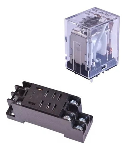 Relé Bobina 24vdc 10a Continua 2 Inversor + Zocalo Riel Din