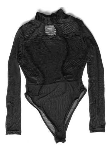 Body Negro Panti Blusa Transparencia Elastica Suave