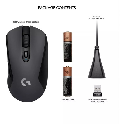 Imagen 7 de 8 de Mouse gamer inalámbrico Logitech G Series Lightspeed G603 negro
